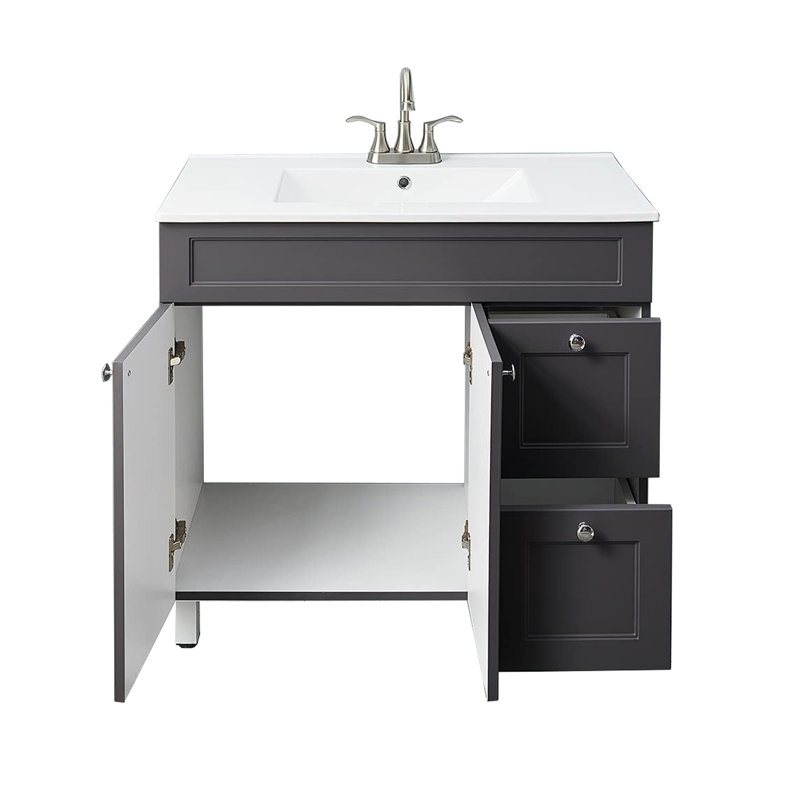 Gylys 36" Gray Modern Free-standing 2-Door & 2-Drawer Single Bathroom Vanity Set