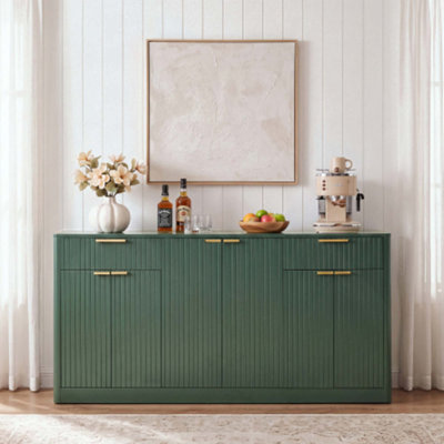Fluted Buffet Sideboard, Modern Storage Cabinet with 6 Doors & 2 Drawers,Large Credenza for Dining Room,Living Room,Entryway