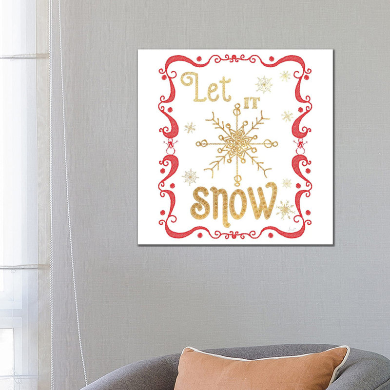 Gold and Red Christmas I 1 Piece Wrapped Canvas Wall Art, 66.04 cm H x 66.04 cm W x 3.175 cm D