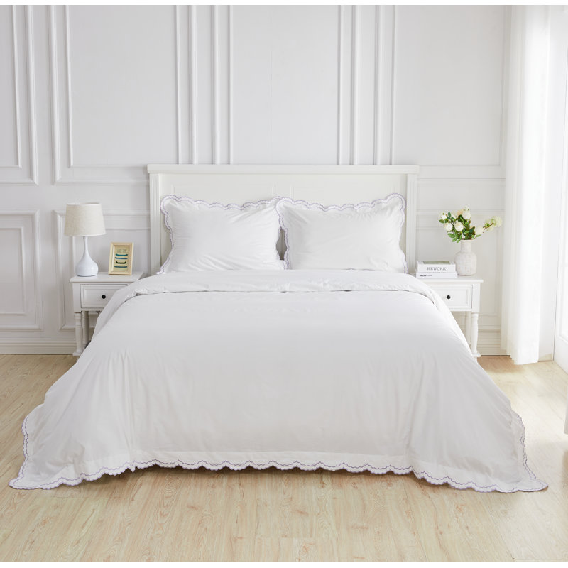 Bara Modern & Contemporary Duvet Cover, Twin Duvet Cover + 1 Standard Sham, Purple/White