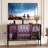 47" Industrial Coffee Bar Cabinet with LED Lights, Power Outlets & Glass Storage, Rustic Brown