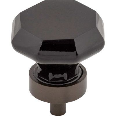 Black Octagon Crystal 1 3/8" Diameter Round Knob