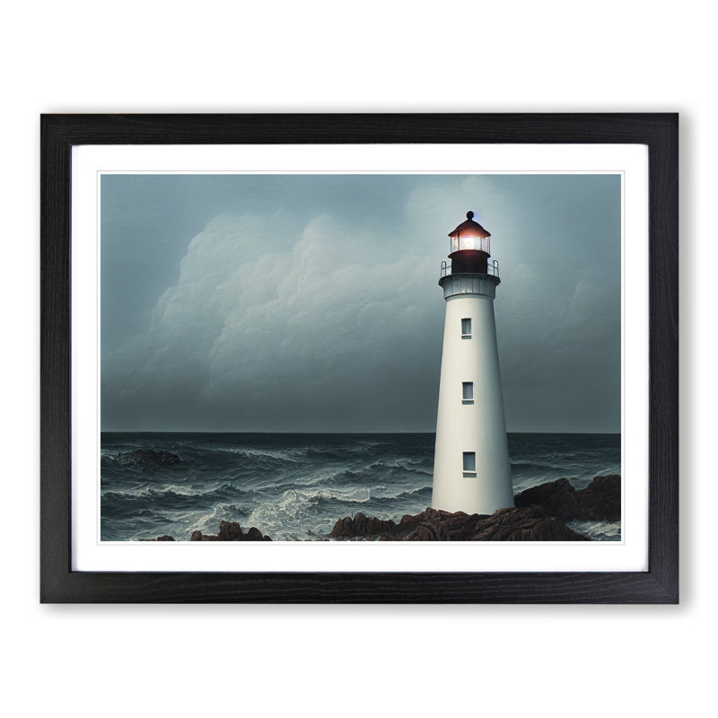 Compelling Lighthouse - Framed Print, Black, 46cm H x 64cm W x 2cm D