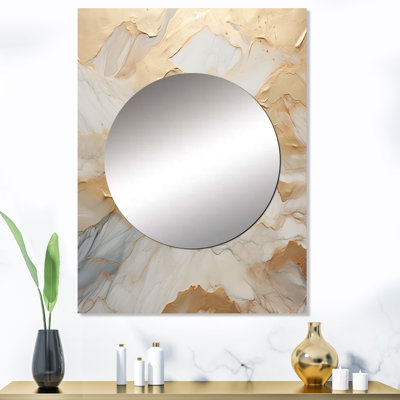 Beige And Gold Glacier Stone Art III - Abstract Shapes Mirror Wall Decor MTMIR113337