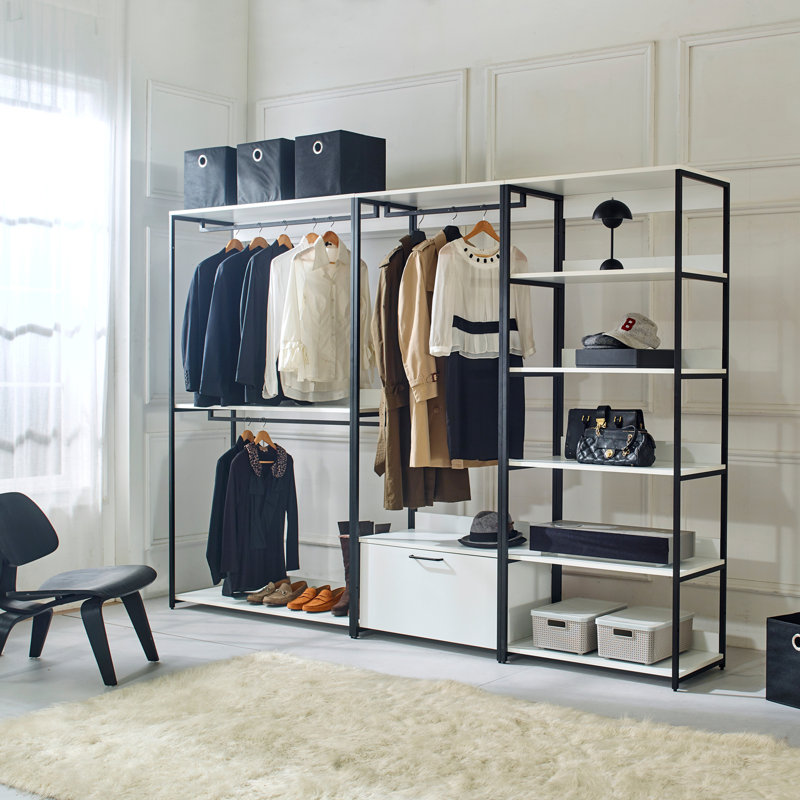 Freestanding Walk in Wood Closet System with Metal Frame