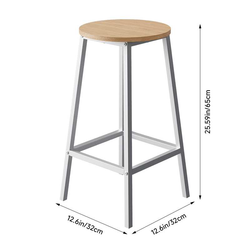 Counter Stool with Metal Frame, Natural/White