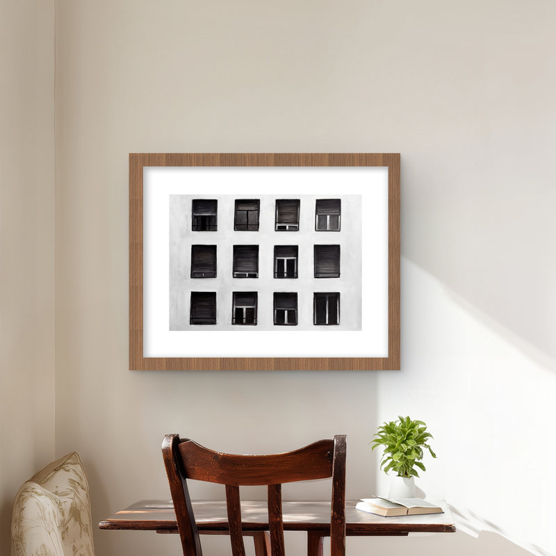Windows - Gray Architecture Framed Matted Print | Home Decor