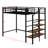 Twin Size Metal Loft Bed - Upper Grid Storage Shelf & Lateral Storage Ladder-568256399