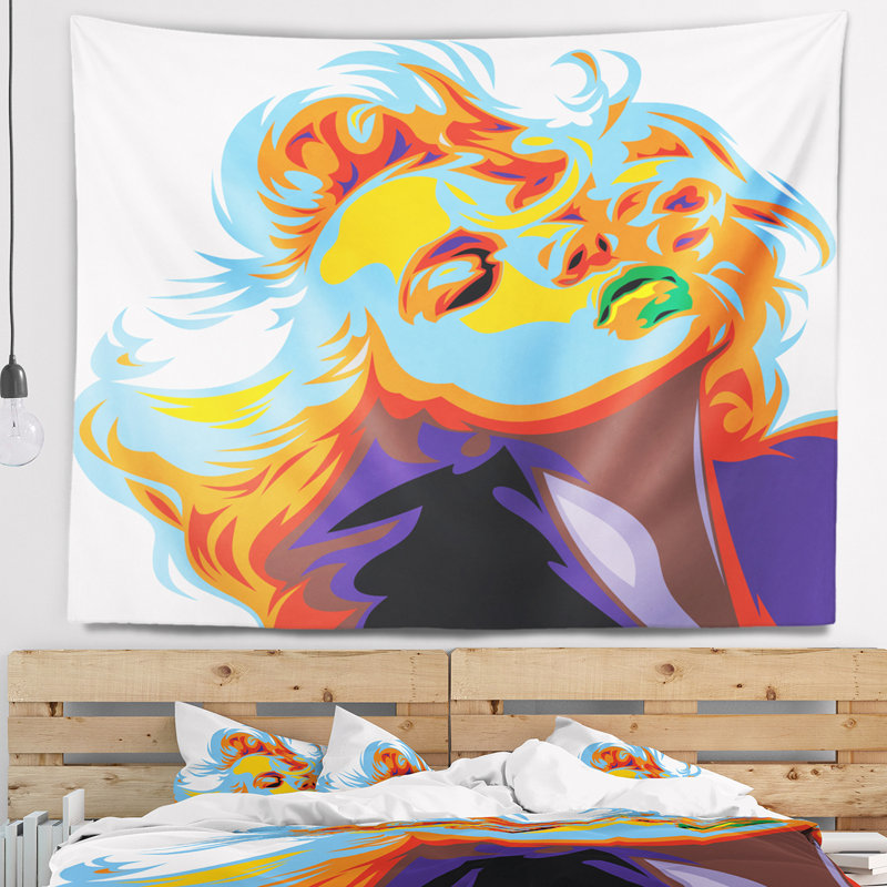 Tapisserie d'art de fille blonde de vecteur, H 32 po x l 39 po