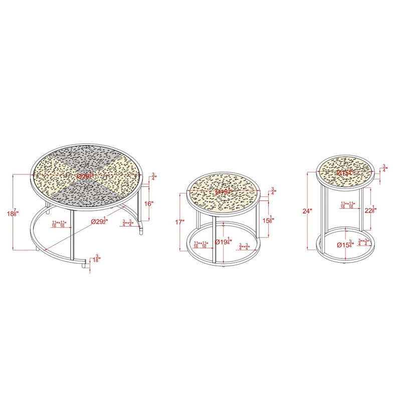 Ensemble de 3 tables basses Ahtsham