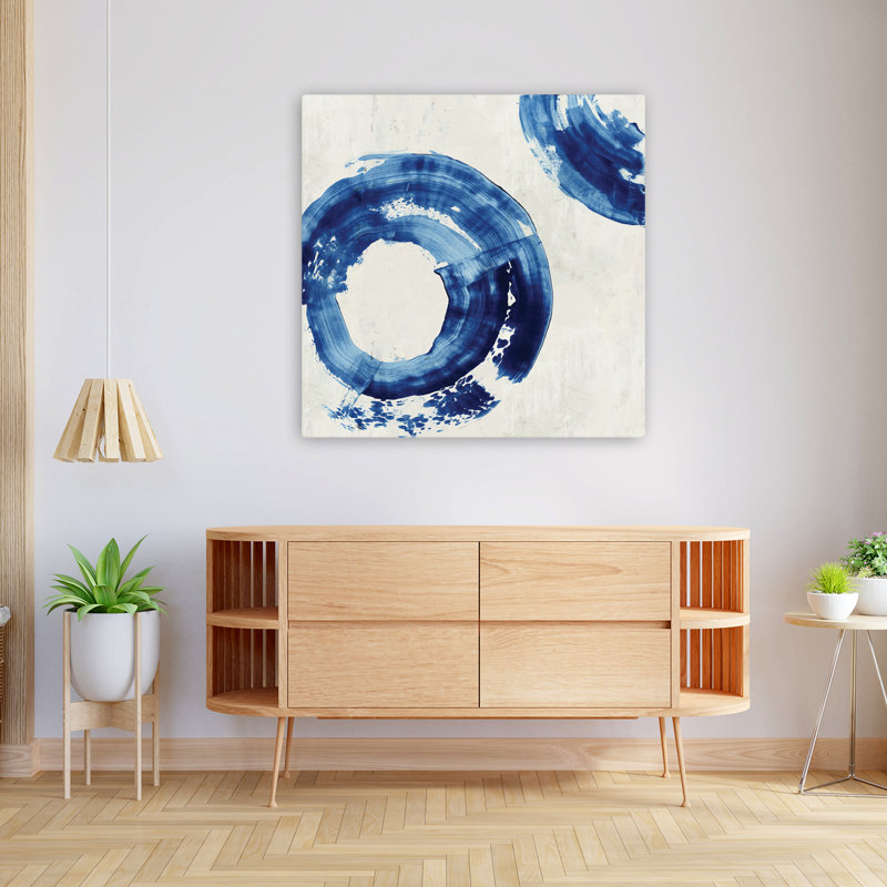(Rf070-A) Bleu argenté III, art moderne moderne, H 36 po x l 36 po