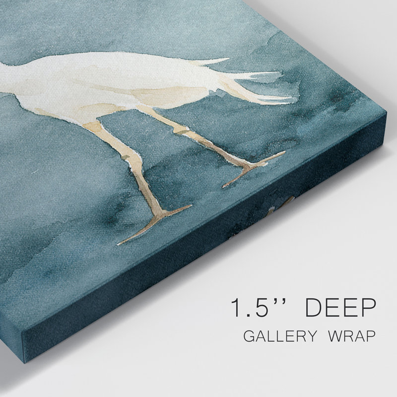 Simple Egret I - Ensemble de 3 toiles tendues, H 27 po x l 48 po x P 1 po