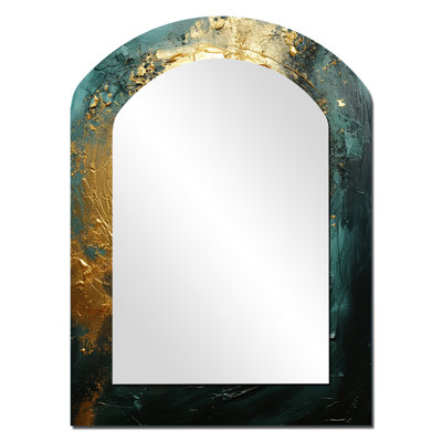 Midas Forest Spirals I - Abstract Spirals Arch Decorative Mirror, Modern Asymmetrical Wall Mirror, Printed Metal Art