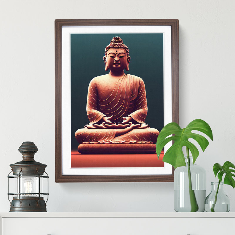 Dream of Buddha - Framed Print, 64cm H x 46cm W x 2cm D, Brown Framed