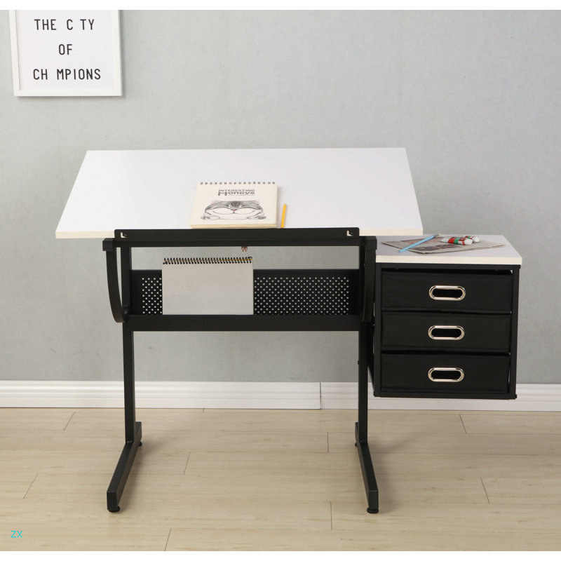 Table à dessin réglable avec tabouret et 3 tiroirs