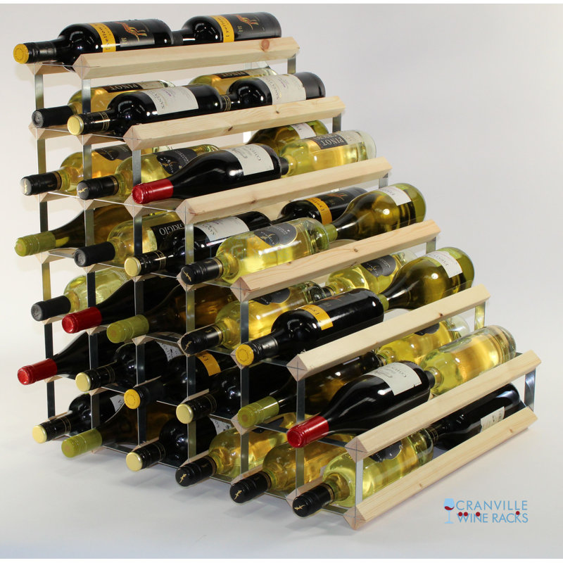 54 Bottle Floor Wine Bottle Rack, Natural Pine