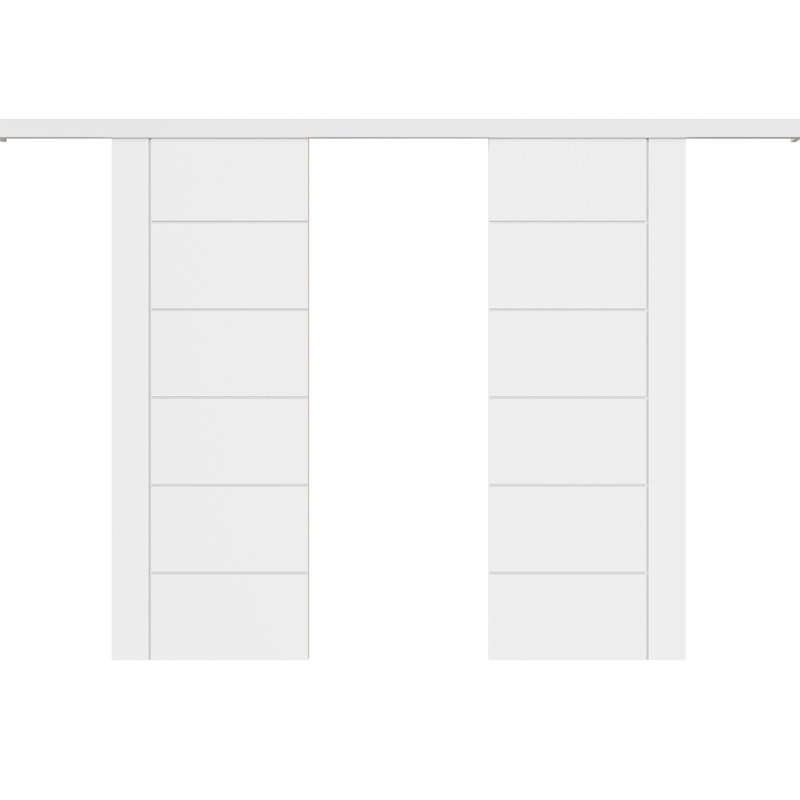 80"H 6Lite Waterproof White Primed Solid Core Composite MDF Wood Sliding Barn Door With Hardware Kit, 60" x 80"