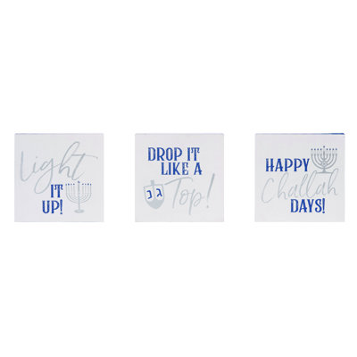  MDF Hanukkah Humor Block Decor Set of 3 Hanukkah Home Decorations