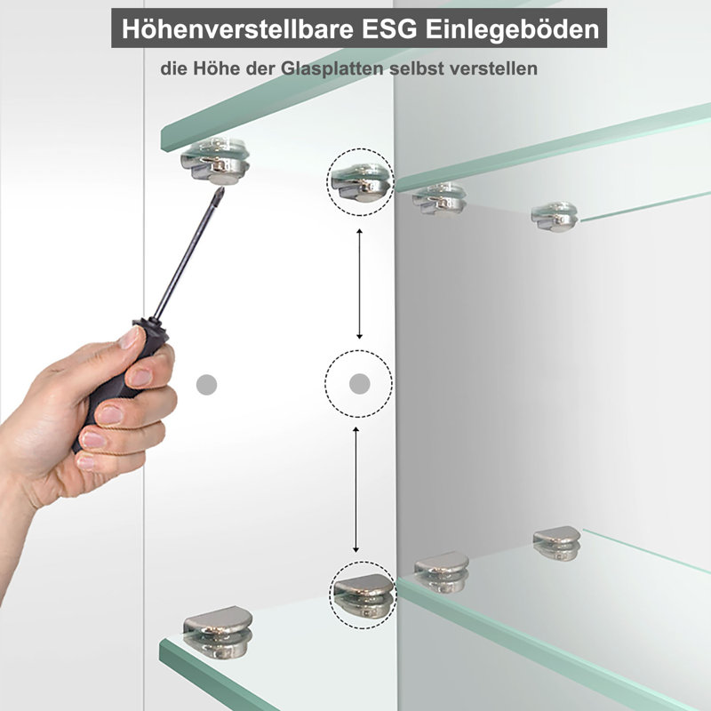 Nowthen W H Surface Framed Medicine Cabinet Mirror 2 Adjustable, 60cm H x 45cm W x 12cm D