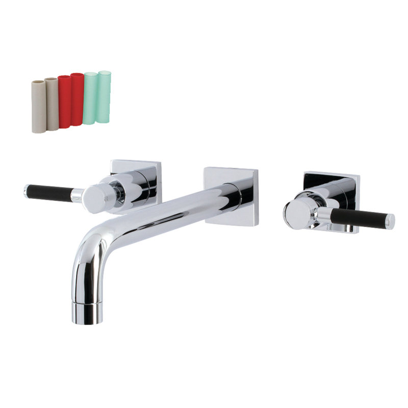 Kingston Brass Kaiser Two-Handle 3-Hole Wall Mount Roman Tub Faucet, Polished Chrome