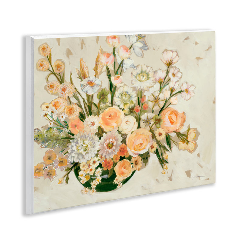Beige Shabby Elegance Flowers Wall Plaque Art by Liz Jardine