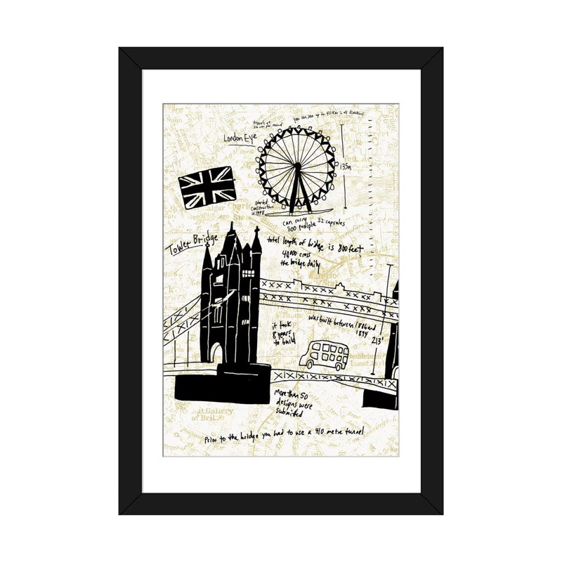 « london gold i », impression sur toile, H 24 po x l 16 po x P 1 po, Papier beaux-arts encadré noir, Blanc