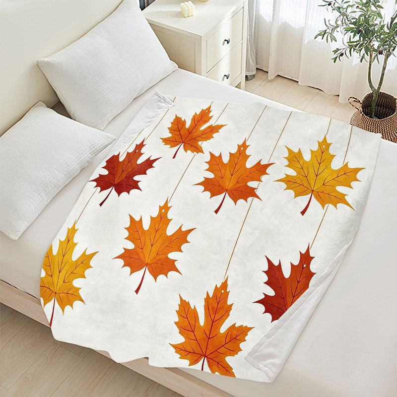 Couverture simple en flanelle JYK, Feuilles d'automne suspendues