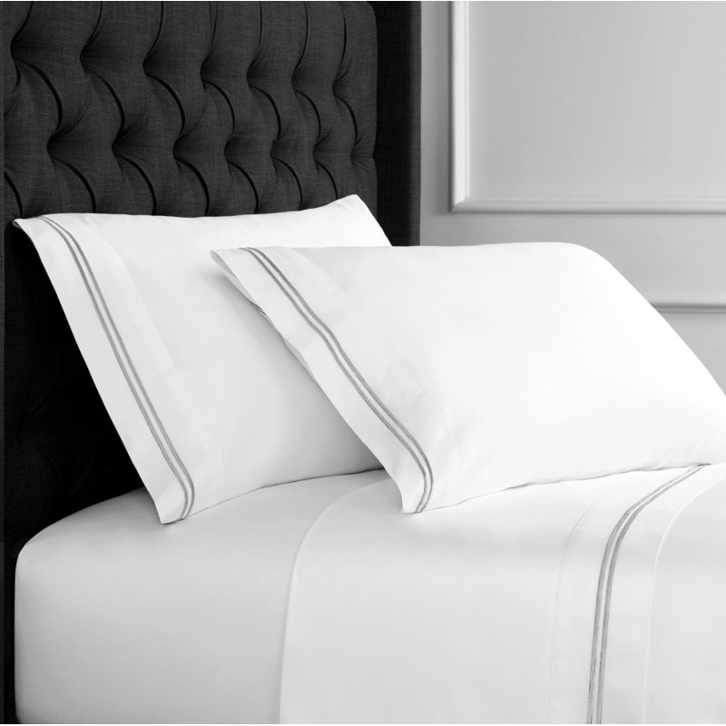 Benin 1000 thread count 55% cotton / 45% polyester sheet set, Ensemble de draps pour lit simple avec un drap-hou, Gris
