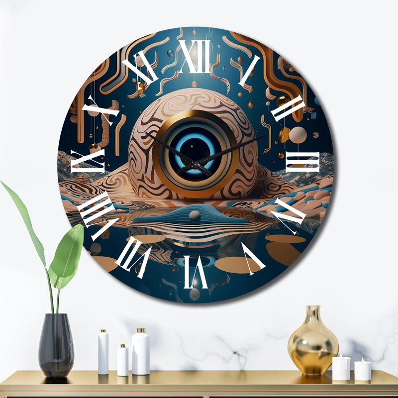Oeil du temps, horloge murale rétro, Très grand