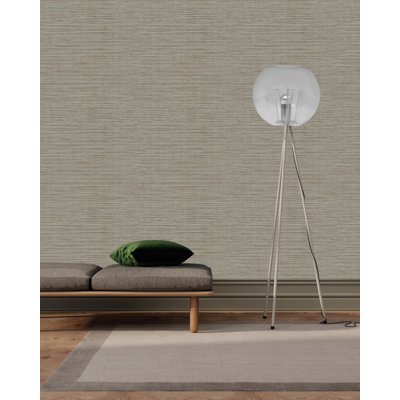 Delta Grey Faux Linen Weave Print Non Woven Non-Pasted Textured Wallpaper 57 Sq. Ft.