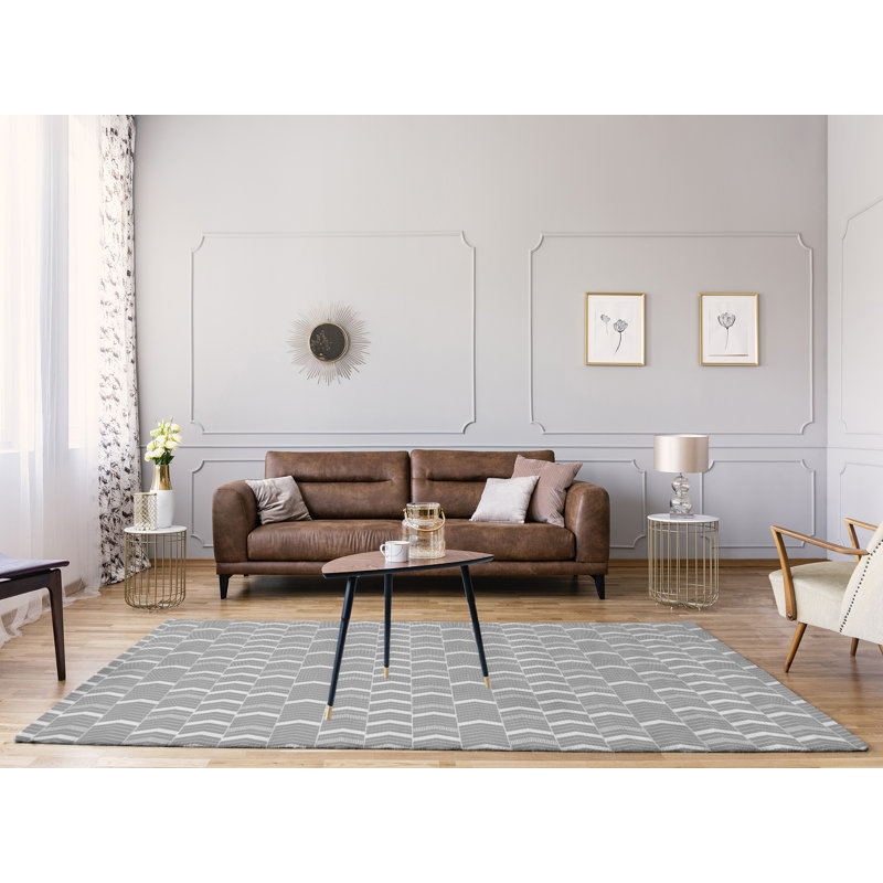 Tapis de zone grise à chevrons lineed, Rectangle 4 pi x 6 pi