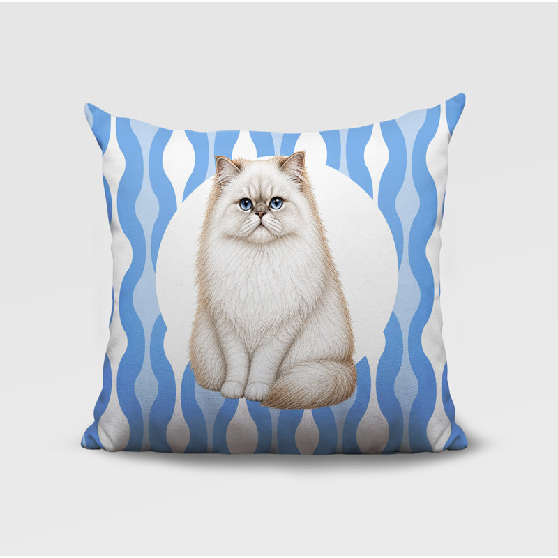 Oreiller réversible intérieur / extérieur Persian Cat, 20x20, Corn Flower
