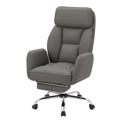 Office Chair, Adjustable Height, Armrests, Ergonomic, Swivel, Computer Desk, Work, Leather-look, Chrome Metal, Contemporary, Modern