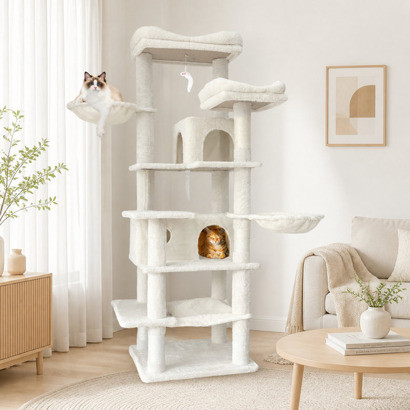 68 " H Cat Toys and Cat Hammock, Beige