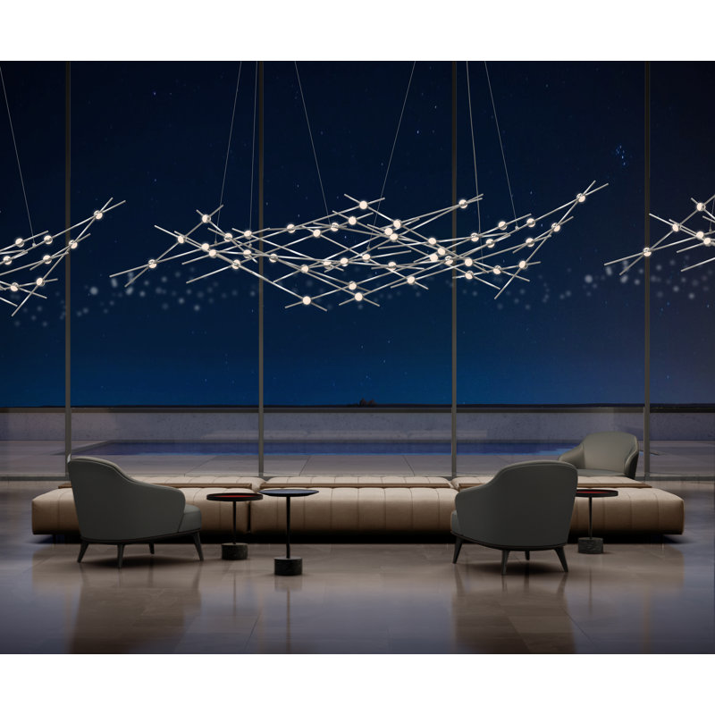 Constellation 25 - Light LED Chandelier, Clear, Satin Nickel, 2700K
