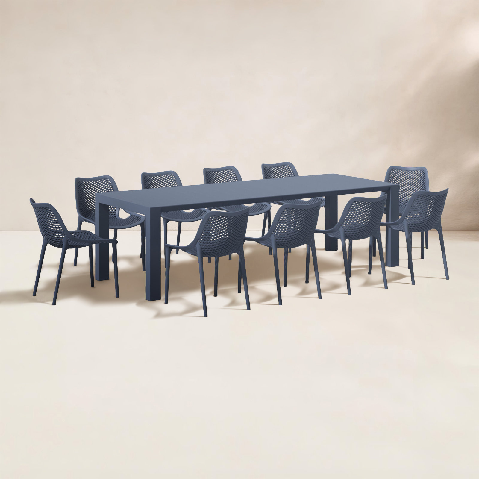 Farrah 102" Patio Dining Set, Dark Gray
