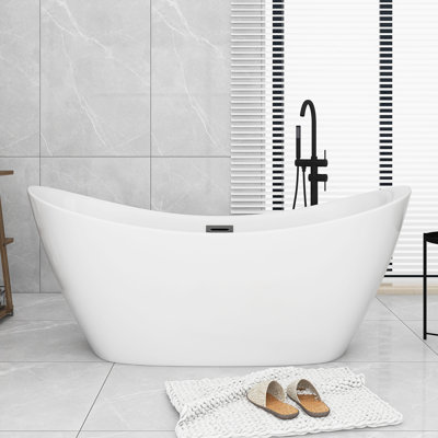 Baignoire de trempage autoportante en acrylique blanc lustré 59 po x 31 po