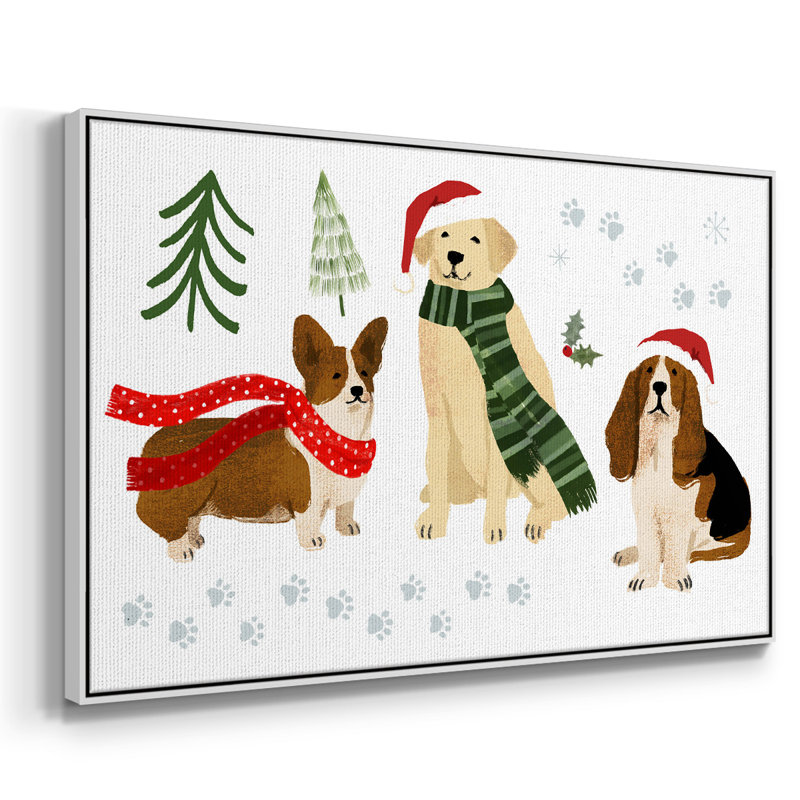 " Holidogs Collection A ", 25" H x 37" W x 2" D, White