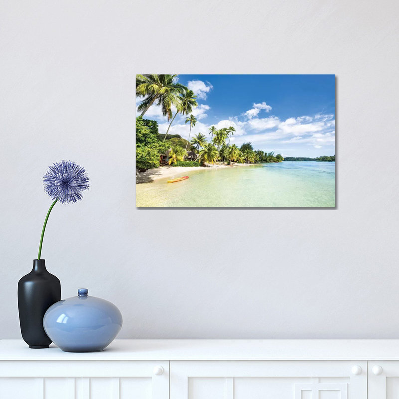Tropical Beach On Bora Bora, French Polynesia par - Toile tendue, H 12 po x l 18 po x 1,5 po