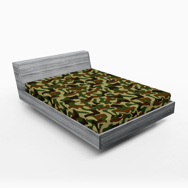 Drap-housse Ambesonne, paquet de 2, Drap-housse grand, Vert / brun / camouflage kaki