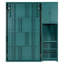Lit escamotable mural simple avec bibliothèque, armoire supérieure, bureau extensible et rangement latéral, bleu sarcelle