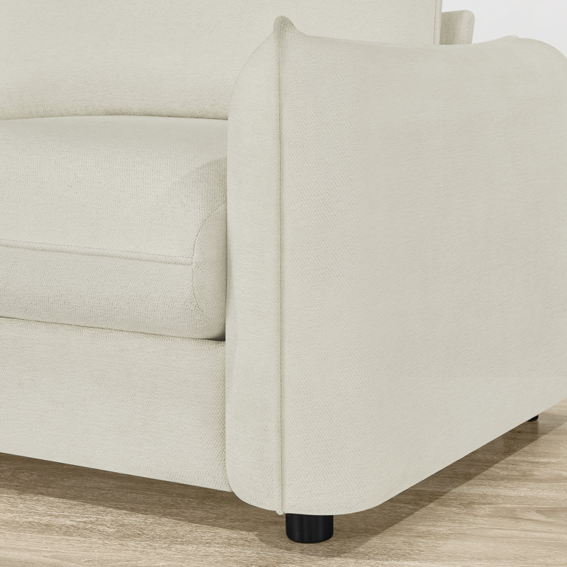 Greek 90.5"W  3-Seater Modern Upholstery Sofa, Linen