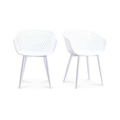 Dining Chairs, Polypropylene, Powder-Coated Metal Legs, White - Set of 2