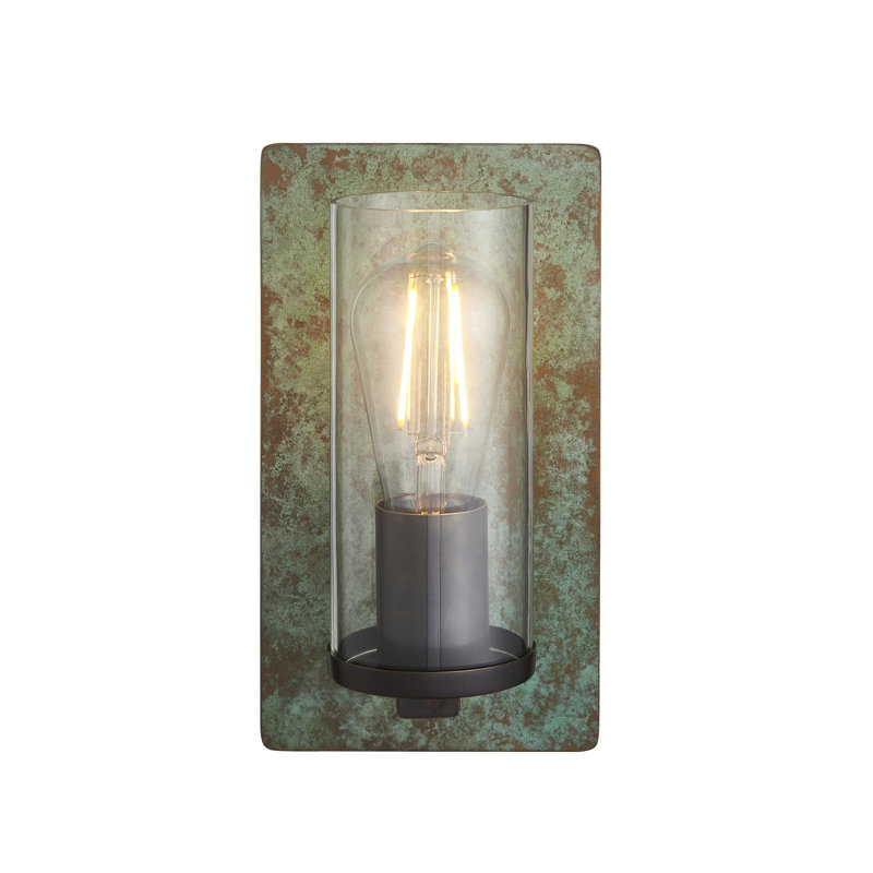 Alzahraa Steel Flush Mounted Sconce, Verdigris Bronze Plate