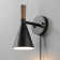 1-Light Black Plug-In Or Hardwire Wall Sconce With Wood-Toned On/Off Rotary Switch On Pivoting Shade