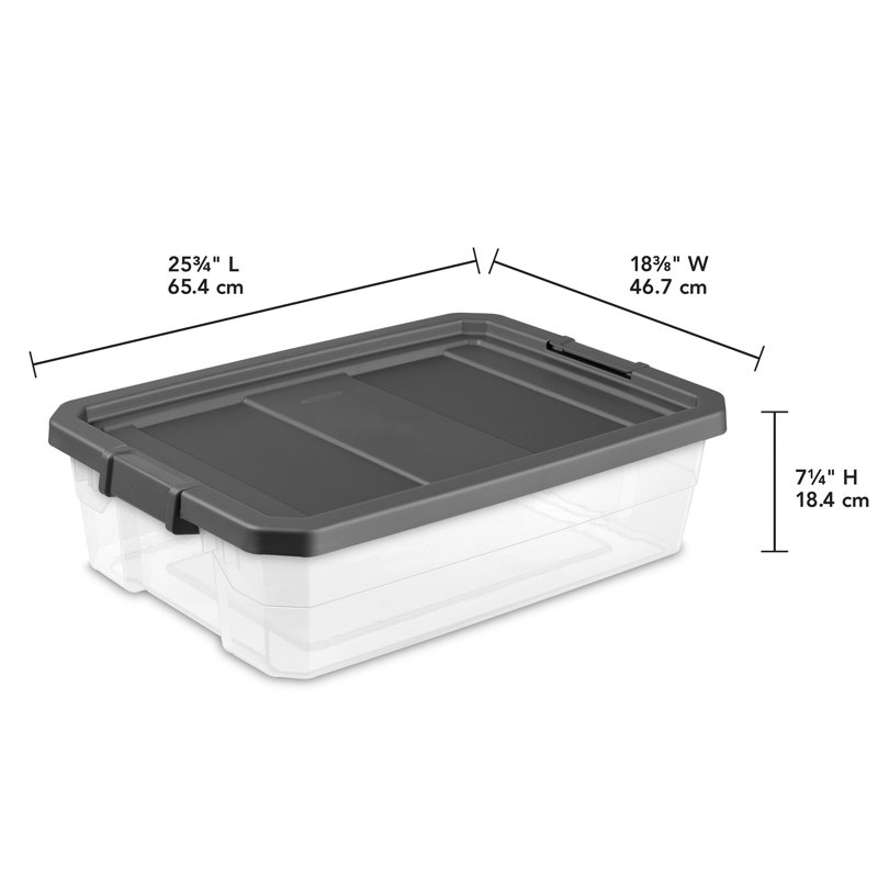 Sterilite Clear Plastic Stacking Storage Containers w/ Lid, Clear/Grey, 160 Quart