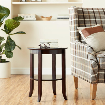 Élégante table de bout en acajou avec plateau et tablette en verre, ajout parfait à la décoration intérieure