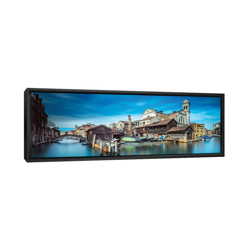 Gondola Workshop In Venice by Sven Kohnke - Floater Frame Panoramic Print on Canvas