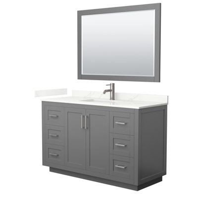 Ensemble de meuble-lavabo simple autoportant 54 po avec plateau en quartz Miranda