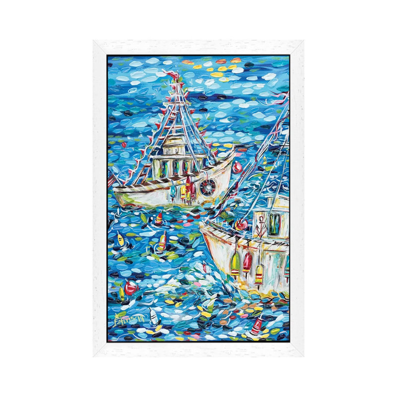 Fisherman's Life by Estelle Grengs - Print on Canvas, White Floater Framed, 66.04 cm H x 45.72 cm W